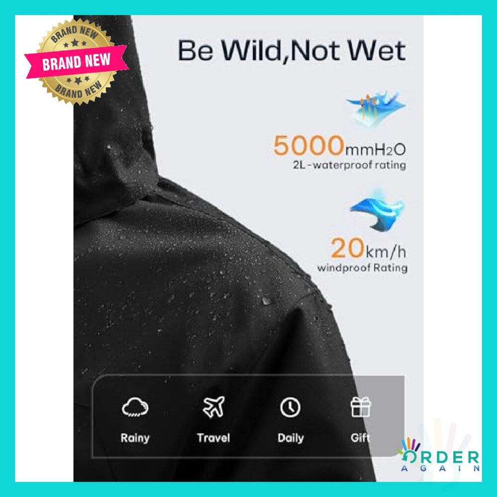 Lightweight Waterproof Rain Jacket Removable Hood… - image 3